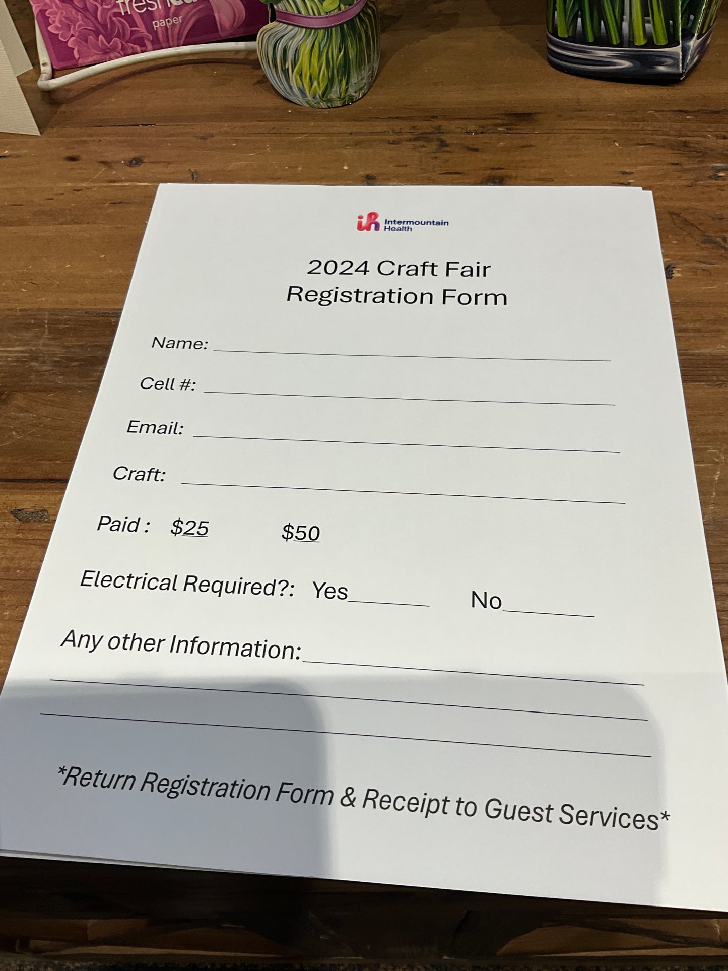 Annual Volunteer Craft Fair Fee