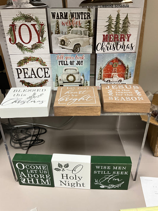Christmas Young’s Wood Boxes Table Signs