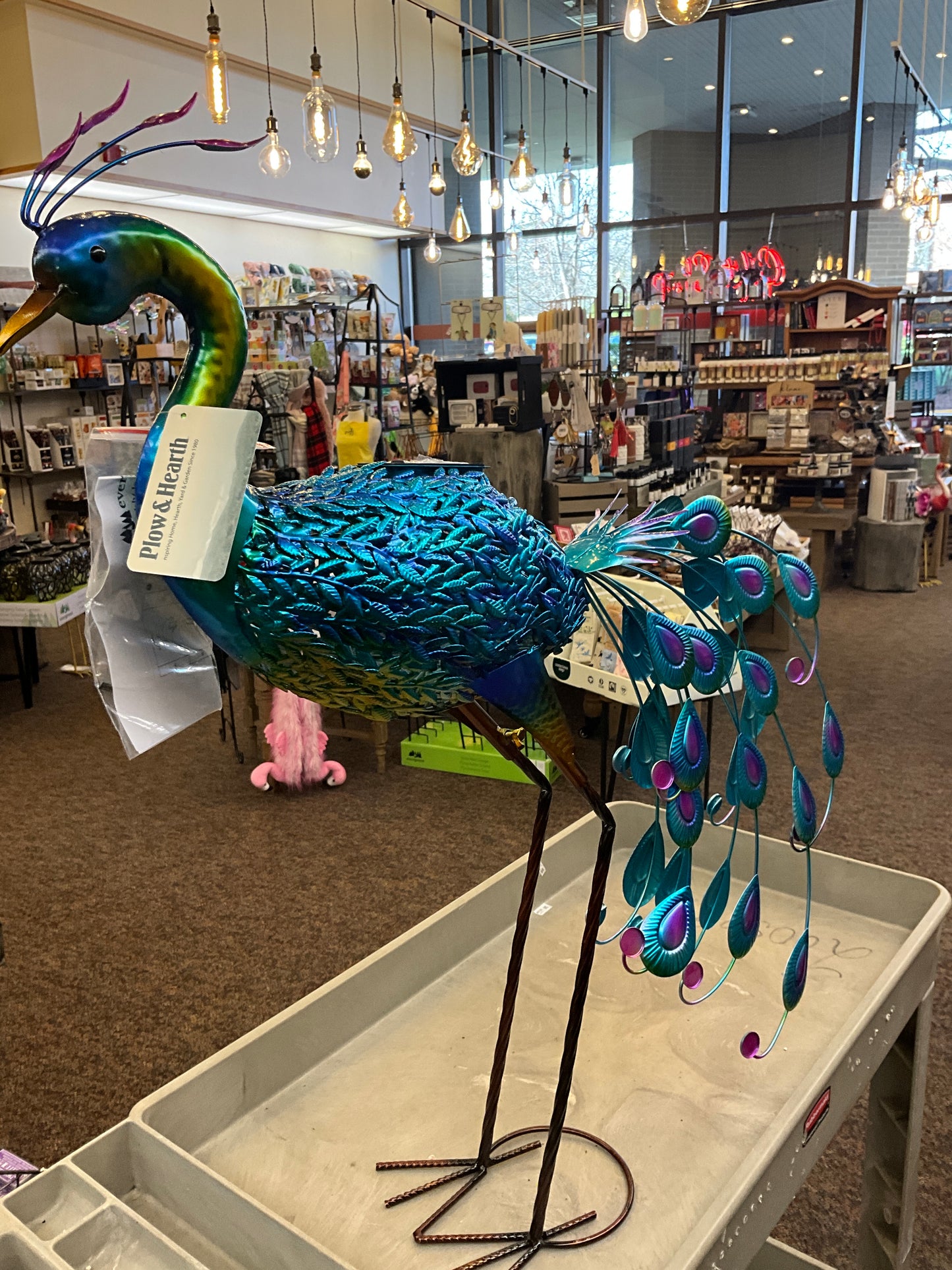 Evergreen Solar Peacock Statue