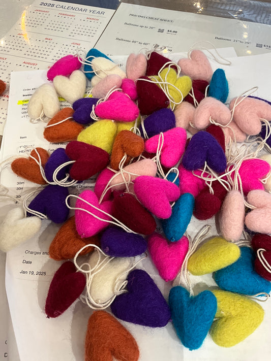 House of Moss Felted Wool Mini Heart Ornaments