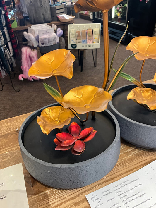 Evergreen Metallic Flowers Table Fountain